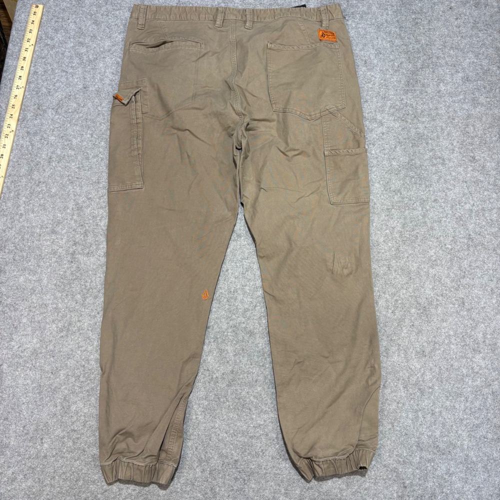 Volcom Workwear Mens 42 Khaki Tan Cargo Utility Jogger Pants Tapered Cuff